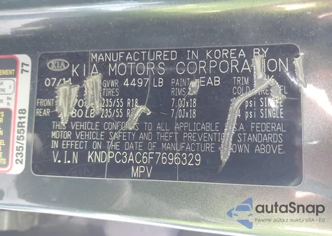 2015 Kia Sportage Ex z USA, uszkodzony, nr VIN KNDPC3AC6F7696329